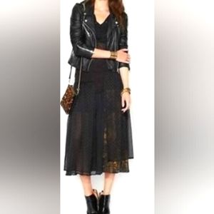 FREE PEOPLE sheer polka golden black skirt Sz 8